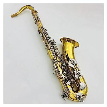 Imagem de Saxofone tenor Bb Tune latão laca ouro prata chave profissional instrumento de sopro de madeira com acessórios