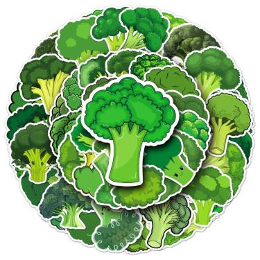 Imagem de Adesivos de brócolis, couve-flor, vegetais, 50 unidades, impermeáveis