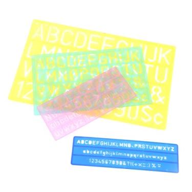 Imagem de YOUTHINK Régua de Modelos, Conjunto de Estênceis de Desenho de Plástico Colorido para Crianças, 4 Peças de Números e Modelos de Letras para Pintura Digital e Aprendizagem