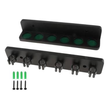Imagem de oshhni Suporte de parede para 6 tacos de bilhar, organizador de hastes para mesa de bilhar para clubes, cantos, salas de jogos e hotéis, Preto