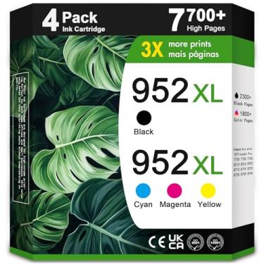 Imagem de Cartucho de tinta de alto rendimento 952XL (pacote com 4, 1preto/1ciano/1magenta/1amarelo) para cartuchos de tinta HP 952 952XL funciona com impressora OfficeJet Pro 8720 8710 8715 8702 8210 7740