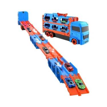 Imagem de Caminhão Transportador De Carros Grande Dobrável Com Pista De Corrida 