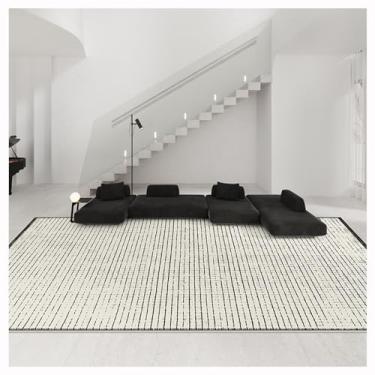 Imagem de SPXMQSS Tapete de sala de estar, tapetes para quarto, ultramacios, para sala de estar, antiderrapante, não cai, lavável na máquina - preto/branco