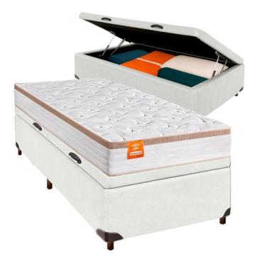 Imagem de Colchão Solteiro Molas Ensacadas + Bau Branco - Isis - Inducol