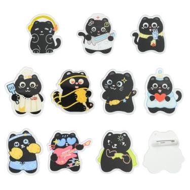Imagem de Ipotkitt 40 peças, 10 estilos, broches de gato preto, acrílico, gatinho, animal fofo, crachá para artesanato faça você mesmo, roupas, mochilas, chapéus, jeans, gravatas, decoração