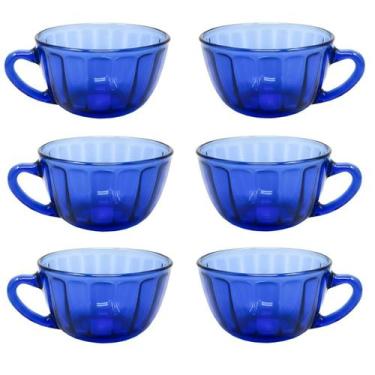 Imagem de Xícara Vidro Listras 220Ml Azul - Mabel