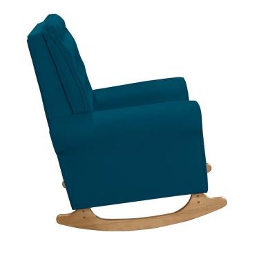 Imagem de Poltrona De Amamentação E Balanço Páris C/ Puff Veludo Azul