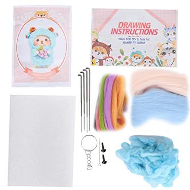 Imagem de Kit de feltro de agulha Boneca de ovelha de lã DIY Conjunto de artesanato para iniciantes Boneca de pelúcia feita à mão Pacote de material com ferramentas para presentes de (206#Dailan Ovelha Meie)