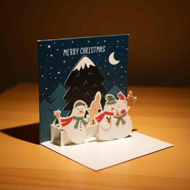 Imagem de Cartões comemorativos 3D com envelopes, cartões festivos, papel decorativo especial para Natal, adesivos sazonais incluídos