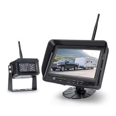 Imagem de Sistema de câmera de backup digital sem fio, sem interferência, câmera de visão traseira sem fio IP69K à prova d'água, monitor reverso sem fio de 17 cm para trailer/caminhão/trailer/ônibus/motorhome