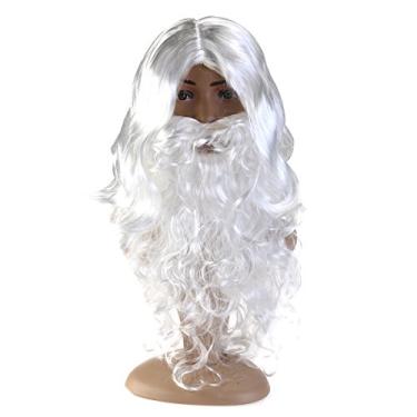 Imagem de WINOMO Conjunto de peruca e barba de Papai Noel Peruca de Natal Branco Fantasia de Carnaval