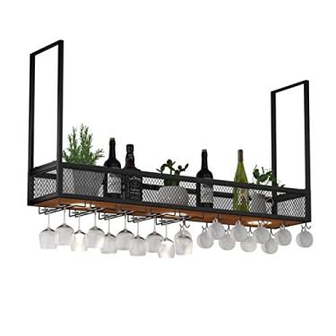 Imagem de Rack de vinho de teto, barra de ferro para casa cabide de vidro de vinho, rack de copo de vinho de cabeça para baixo, rack de armário de vinho pendurado, rack de armazenamento de decoração de bar