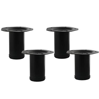Imagem de Osring Pernas de móveis de metal, pés de mesa ajustáveis de 10 cm, preto, perna moderna redonda de aço resistente para sofá de armário de mesa de café, 4 peças