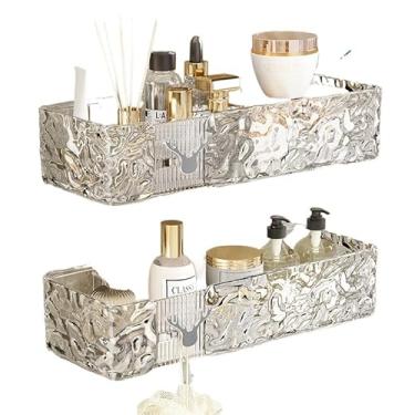 Imagem de Prateleiras Para Casa De Banho Sem Furos Com Ganchos Angulares - Suportes Para Casa De Banho E AcessóRios Para Casa De Banho(3,RETÂNGULO TRANSPARENTE)