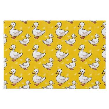 Imagem de Wassud Tapete de porta fofo de pato branco, 61 x 89 cm, antiderrapante, lavável, com suporte de borracha, tapete macio e macio para sala de estar, quarto, entrada, entrada