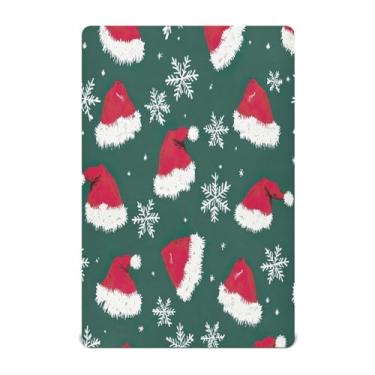 Imagem de STAYTOP Lindo chapéu vermelho de Natal para meninos e meninas, lençol com elástico para berço padrão e colchão infantil, lençol de microfibra supermacia 99 × 27 × 5 cm
