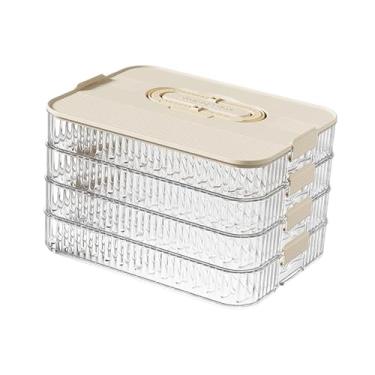 Imagem de predolo Organizador de dumplings, organizador de geladeira, caixa portátil para armazenamento de dumplings, bandeja para conservação de alimentos, ideal para, 4 Camadas