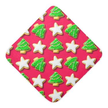 Imagem de Burbuja Toalha de banho para bebê Cookie de Natal - Toalha com capuz de musselina macia e absorvente para recém-nascidos e bebês, 89 x 89 cm