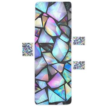 Imagem de STAYTOP Linda capa de toalha de cadeira de prisma colorida, capa de espreguiçadeira macia, capas de cadeira de praia com bolsos para jardim ao ar livre, pátio, pátio, banhos de sol, gramado, 215 x 76