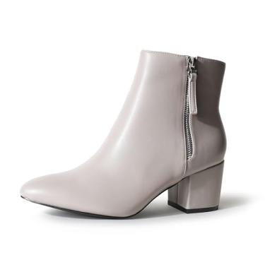 Imagem de J. Adams Zuma Bota de cano curto – Bota fechada de bico fino e salto baixo com zíper, Couro vegano cinza, 39