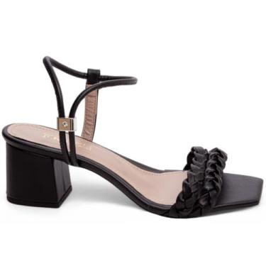 Imagem de SANDALIA FEMENINA TORRICELLA NAPA PRETO ENFEITE EM ABS PARA AJUSTES SALTO GROSSO MEDIO,NÚMERO 38