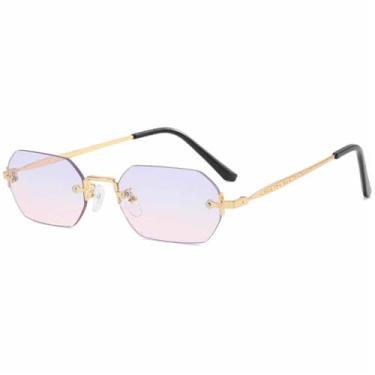 Imagem de Óculos de Sol Pequenos Sem Aro, Estilo Punk, Masculino e Feminino, com Proteção UV400, Ideais para Esportes ao Ar Livre, Corrida e Ciclismo, nas Cores Dourado, Cinza e Rosa.