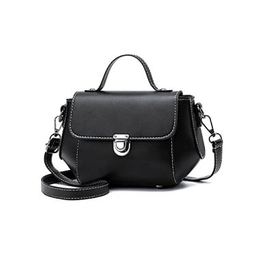Imagem de NICOLE & DORIS Bolsa tiracolo pequena para mulheres, bolsa de ombro elegante, de couro sintético, bolsa carteiro feminina, Preto, Large