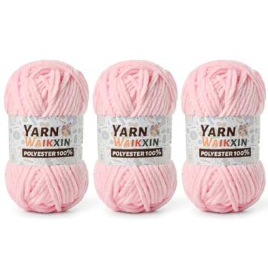 Imagem de 3 fios de chenille rosa claro para crochê, fio de crochê grosso fofo para cobertor de bebê, fio de veludo felpudo para amigurumi e quebra-cabeça DIY, artesanato, cachecol