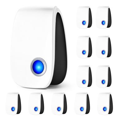 Imagem de Repelente ultrassônico atualizado, pacote com 12, ultrassônico interno e repelente para baratas, roedores, ratos, insetos, formigas, mosquitos, ratos, aranha, plugue eletrônico de controle de pragas