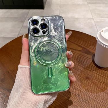 Imagem de Capa protetora com glitter gradiente deslumbrante para iPhone 16 15 11 12 13 14 Pro Max, verde gradiente, para iPhone 15 Pro