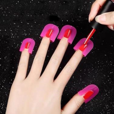 Imagem de 26 peças de protetores de esmalte em forma de U para dedos, protetores de cutícula reutilizáveis ferramentas à prova de derramamento para pintura de unhas DIY