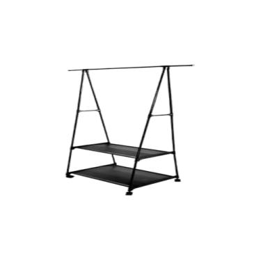 Imagem de Estante para Banheiro com 2 Níveis, Aço Preto, 65x154x31cm, Capacidade 12kg, para Lavanderia e Organização