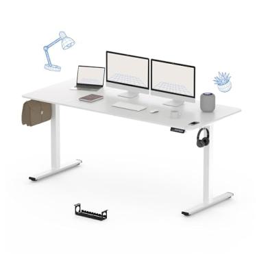 Imagem de Mesa Eletrica Ajustavel com Regulagem de Altura para Escritório e Home Office Escrivaninha Gamer com Tampo Inteiro 120x60cm Estação de Trabalho Ergonômica para Computador e Notebook Branca