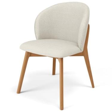 Imagem de Cadeira de Jantar e Estar Living Estofada Mia L02 Linho Champagne - Lyam Decor