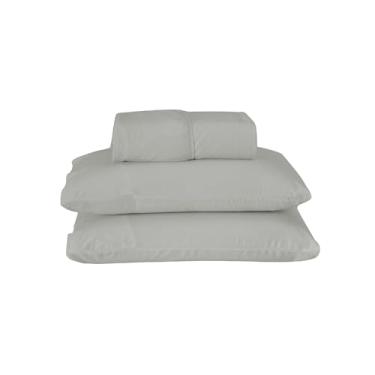 Imagem de Jogo de Lençol Casal Padrão 3 Peças Liso Percal 180 Fios com Elástico 100% Poliéster Cinza Claro 188x138x30cm