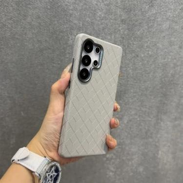 Imagem de Capa de couro com cordão e alça de pulso para Samsung Galaxy S23 Ultra S24 S25 Plus com lente de metal, unissex, cinza claro, DanKe, para Galaxy S23