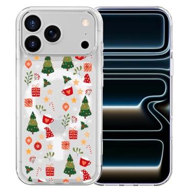 Imagem de MAYCARI Capa para iPhone 15 Pro Max, lindas canecas de presente de estrela de árvores de Natal, capa magnética transparente, compatível com MagSafe, capa protetora de celular transparente à prova de