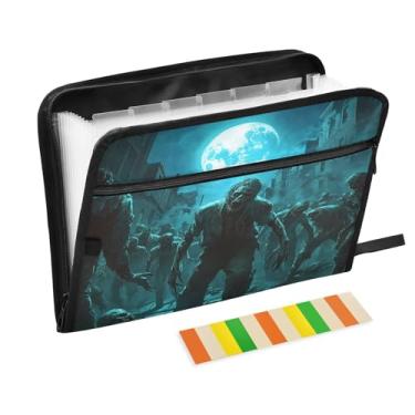 Imagem de Zombies Roaming Lua Cheia, organizador de documentos, à prova d'água, arquivo sanfonado com pastas frontais para lápis para papel