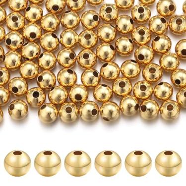 Imagem de Chuyau 80 peças de contas espaçadoras preenchidas com ouro 18 k de 5 mm para fabricação de joias, contas de latão de metal liso sem costura para pulseiras faça-você-mesmo, colar, brinco, artesanato