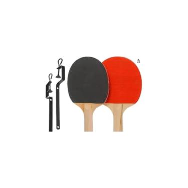 Imagem de Kit Ping Pong com 2 Raquetes de Madeira, 3 Bolinhas, Rede 100cm, Suportes, Preto e Vermelho, para Adulto e Infantil