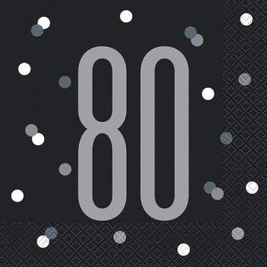 Imagem de Guardanapos descartáveis de almoço de 16 cm Glitz Party 80th Birthday - 16 Ct.