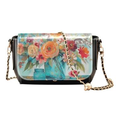 Imagem de GAIGEO Bolsa tiracolo de couro Monster Cartoon 3D, bolsa tiracolo de couro para mulheres, bolsa de ombro moderna, Decoração de vaso verde colorida, One Size