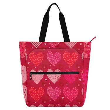 Imagem de Sacolas de trabalho femininas rosa e vermelha com corações dos namorados, bolsa de praia, professores, livros, presentes