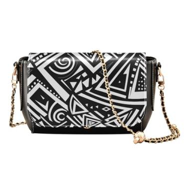 Imagem de Donuts são mostrados em várias formas bolsas de couro transversal, bolsa transversal de couro sintético, bolsa de ombro para mulheres couro, Estampa geométrica preta e branca-1, One Size