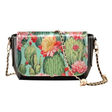 Imagem de Cactus and Flower on a Green Faux Leather Shoulder Bag, Ladies Leather Crossbody Bags, Leather Bag for Women Crossbody, Cacto e flor em um verde - 2, One Size