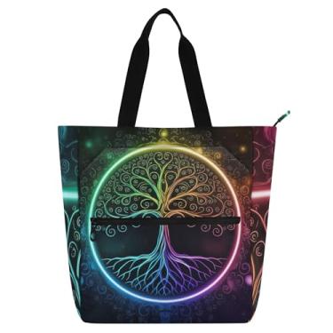 Imagem de GAIGEO Mandala Tree Sacolas femininas para trabalho, lona, faculdade, escola, bolsas para professores, bolsas com compartimentos