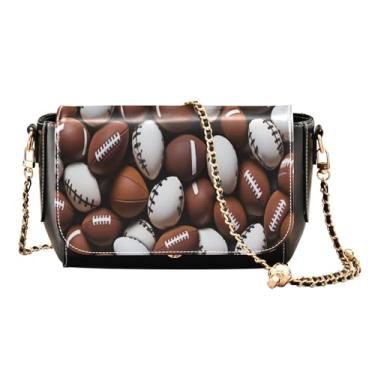 Imagem de Bolsa transversal feminina de couro American Football Balls, bolsas de couro para mulheres, bolsa de ombro com zíper, Bolas de futebol americano - 1, One Size