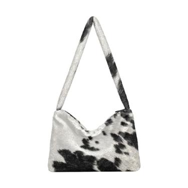 Imagem de GAIGEO Bolsas de ombro femininas de cor roxa brilhante, bolsas de ombro femininas, bolsas de outono, Estampa de pele de vaca, One Size