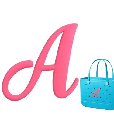 Imagem de Berloques de praia personalizáveis - Letras do alfabeto à prova d'água para acessórios de bolsa Bogg (Rosa/Branco/Preto) Letras, One Size, Cloreto de polivinilo, Sem Pedra Preciosa