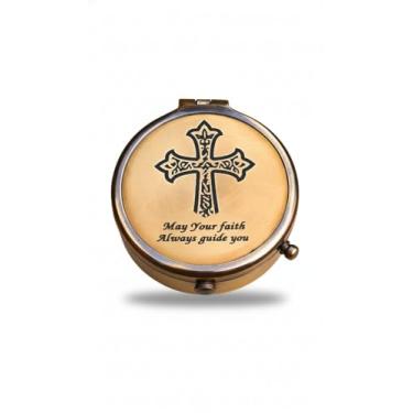 Imagem de May Your Faith Always Guide You and Cross gravado no bússola de trabalho, ideias de presente de confirmação, presentes de batismo, aniversário, receba bem em breve, presentes de formatura